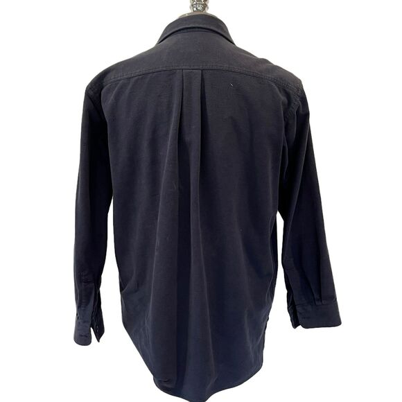L.L. Bean Navy Blue Flannel Heavy Duty Button Front Shirt XL *Flaw - Picture 2 of 7